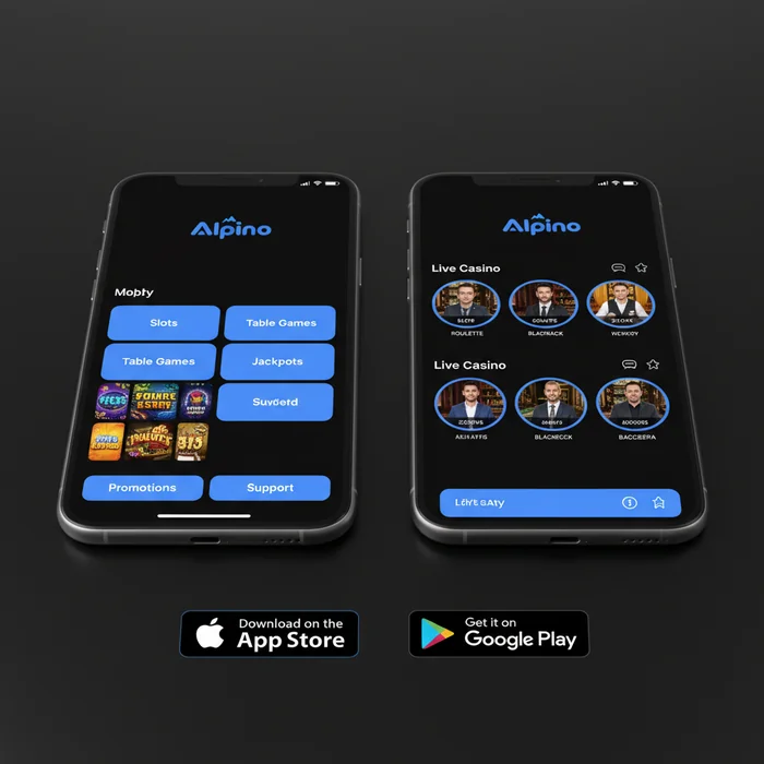 Alpino mobile interface — responsive display via mobile browser on smartphone
